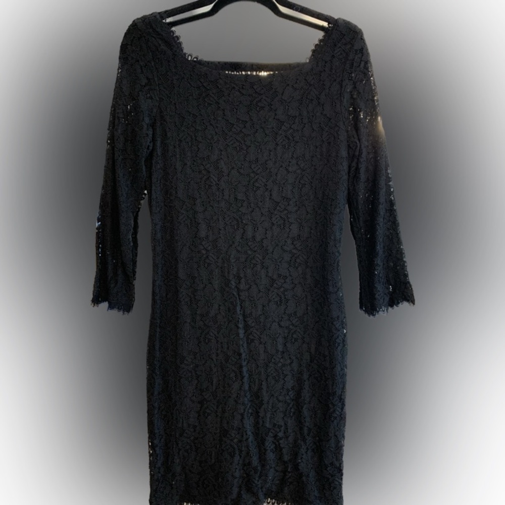Diane von Furstenberg black lace dress